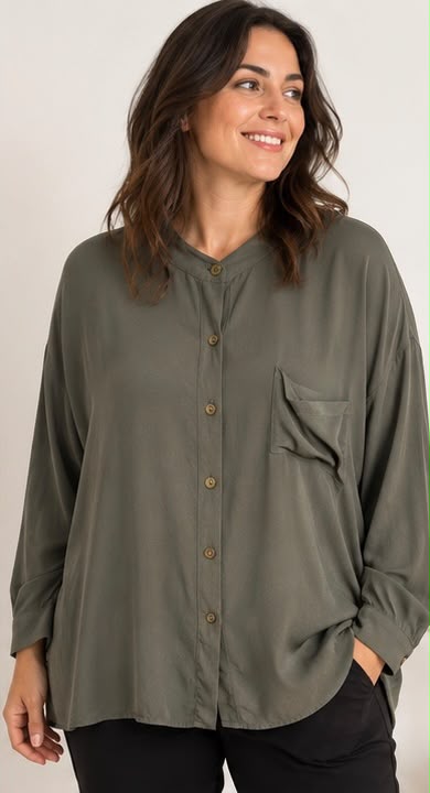 Camicia Curvy Fluida Collo Coerano DejaVù Over