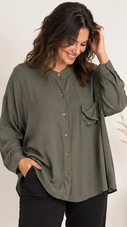 Camicia Curvy Fluida Collo Coerano DejaVù Over