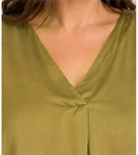 Blusa Fluida scollo a V verde oliva Dejavù over