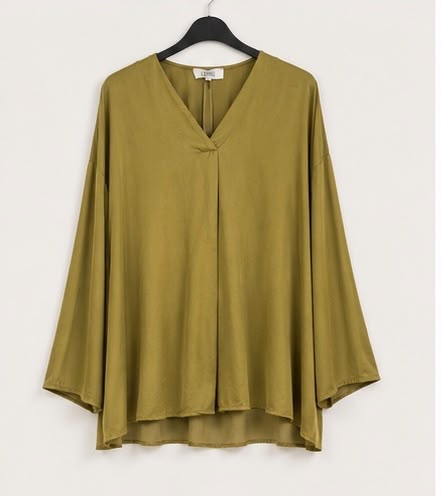 Blusa Fluida scollo a V verde oliva Dejavù over
