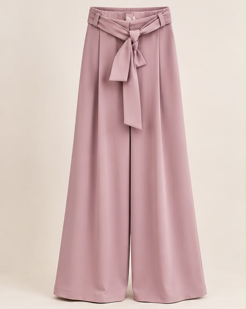 Pantalonr palazzo malva con cintura Maryley