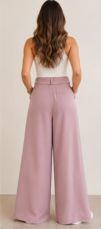 Pantalonr palazzo malva con cintura Maryley